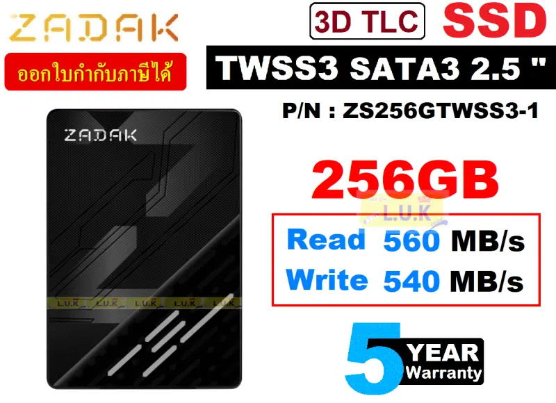 ภาพสินค้า128GB 256GB 512GB SSD (เอสเอสดี) ZADAK รุ่น TWSS3 SATA3 (6Gb/s) 2.5" 3D TLC (Read 560MB/s Write 540MB/s) - ประกัน 5 ปี จากร้าน L.U.K บน Lazada ภาพที่ 9