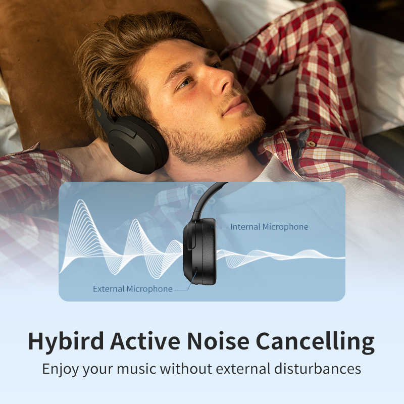 Edifier W820 NB หูฟังคาดหัว หูฟังไร้สาย ตัดเสียงรบกวน Hi-Res Audio Hybird ANC Type-C Fast Charging Bluetooth V5.0 สี สีฟ้า สี สีฟ้า