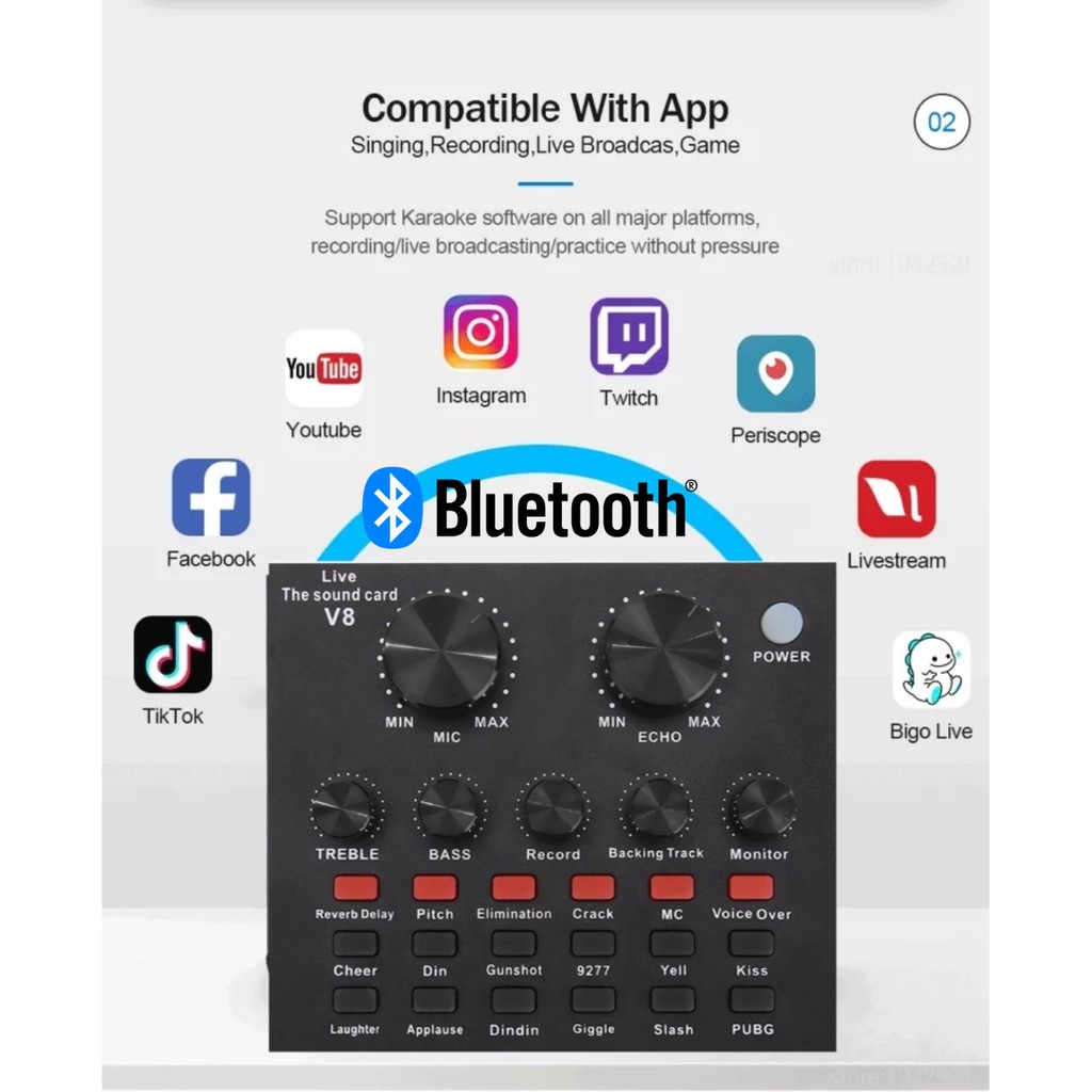 V8 Stream พร้อมจัดส่ง️ซาว์นการ์ดแปลงสัญญาณเสียง V8 Live Stream audio interface ...