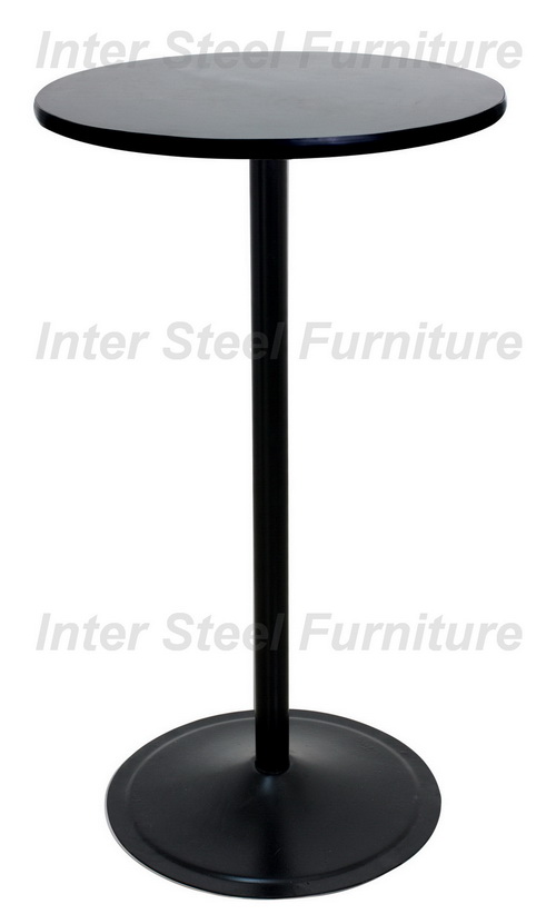 Inter Steel โต๊ะบาร์ รุ่น T2OS ขาสีดำ ท็อปกลมสีดำ