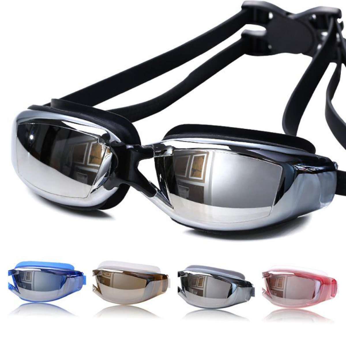 แว่นตาว่ายน้ำ แว่นตาดำน้ำ แว่นตากันหมอก กันแสง UV สำหรับว่ายน้ำ + คลิปหนีบจมูก + ที่อุดหู