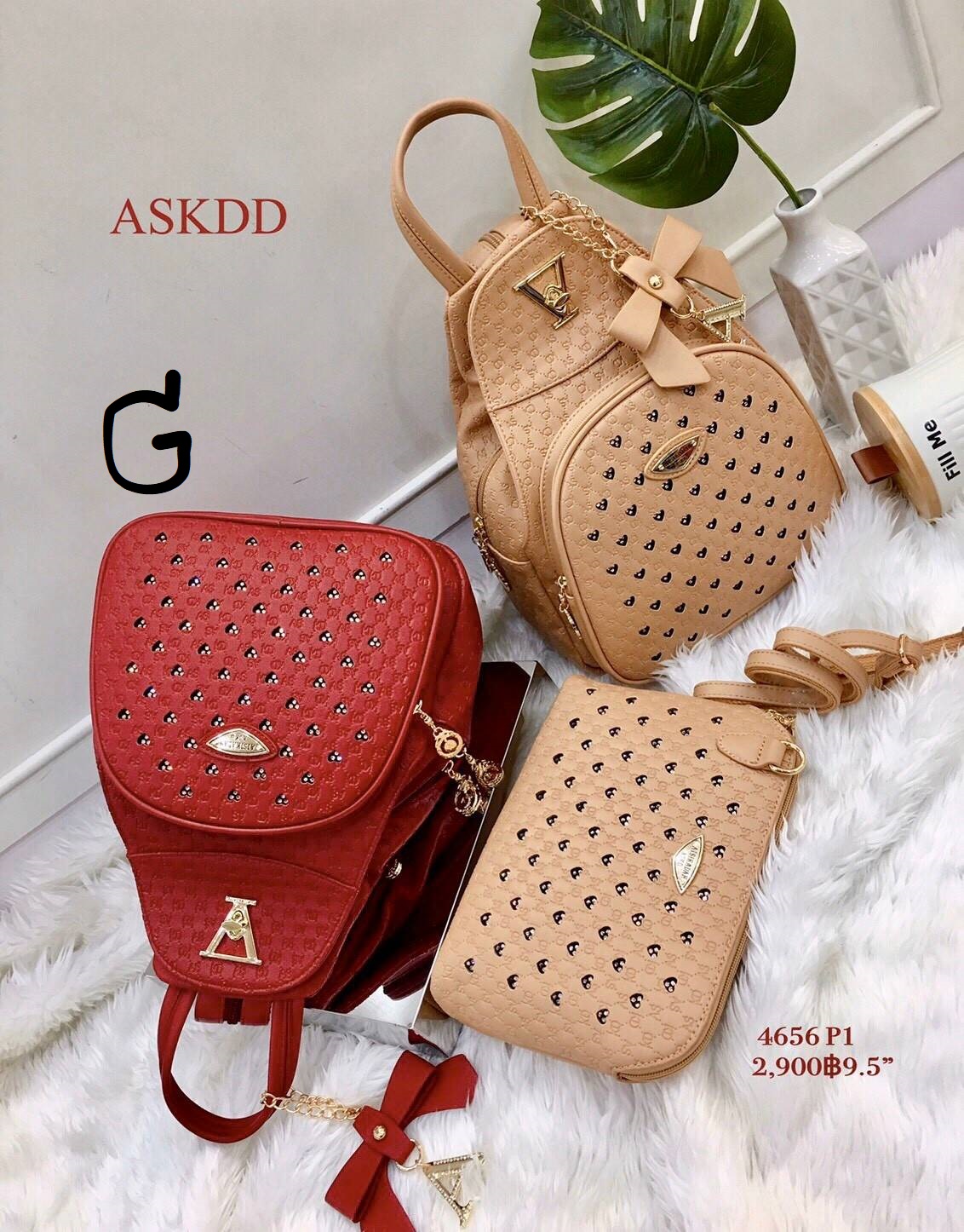 Aisikadan กระเป๋าเป้ Set 2 ใบ สุดคุ้ม แม่+ลูก G สีแดง tuaglombigsize ThaiPick