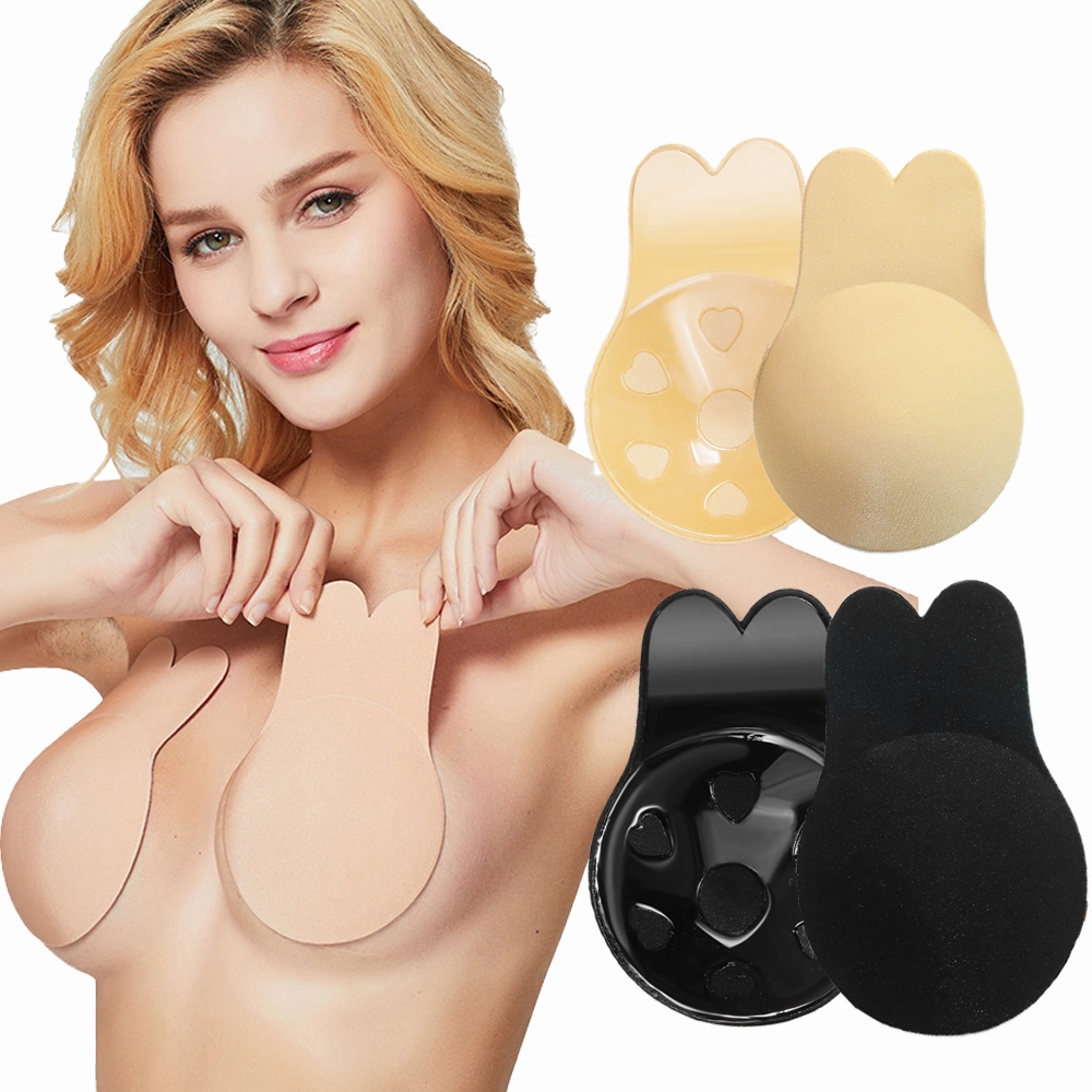 Women Push Up Bras Self Adhesive Silicone Strapless Invisible Bra Reusable  Sticky Breast Lift Tape Rabbit Nipple Cover Bra Pads