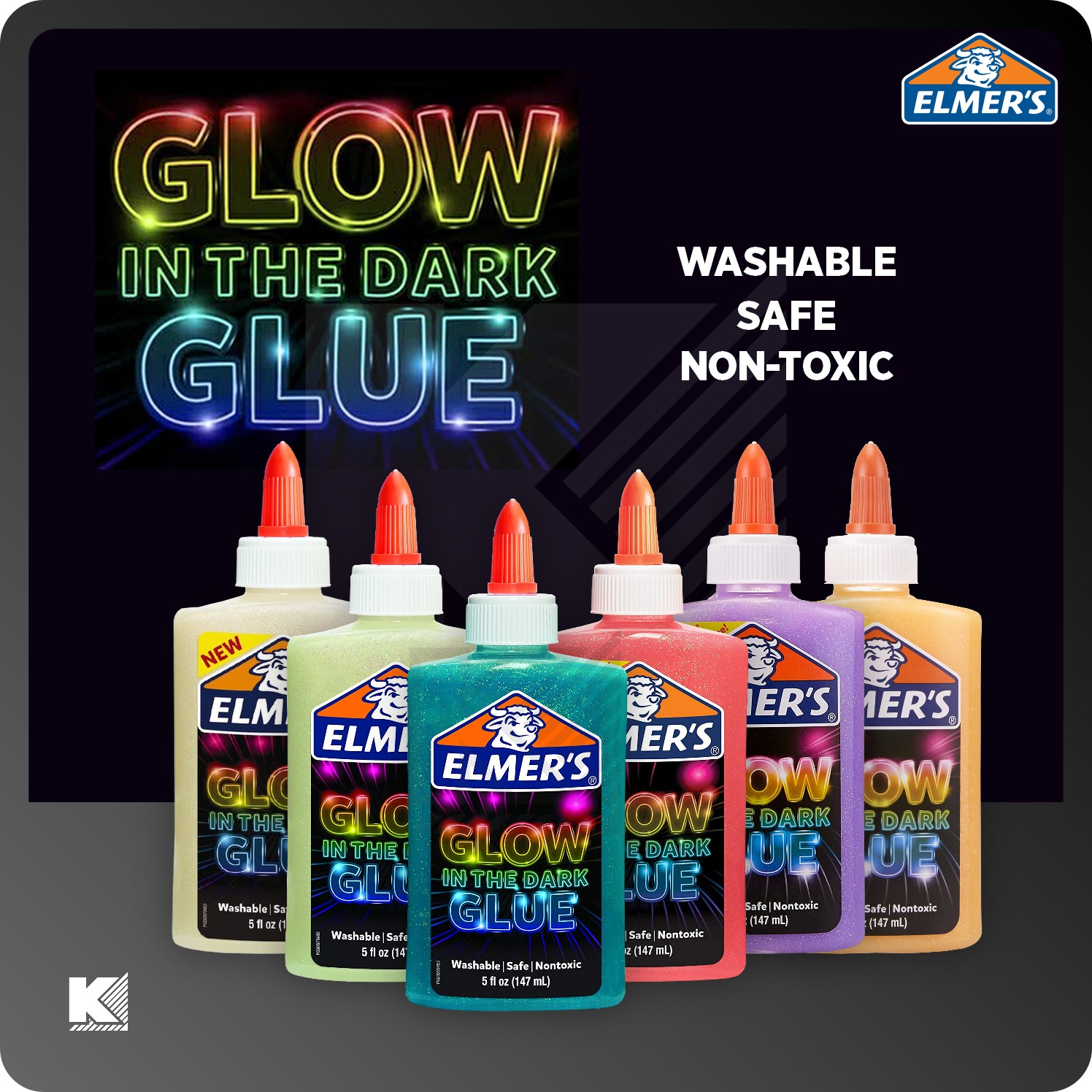 Elmer's 147ML Glow in the dark glue กาวเรืองแสง ขนาด 147 มล. มีให้เลือก