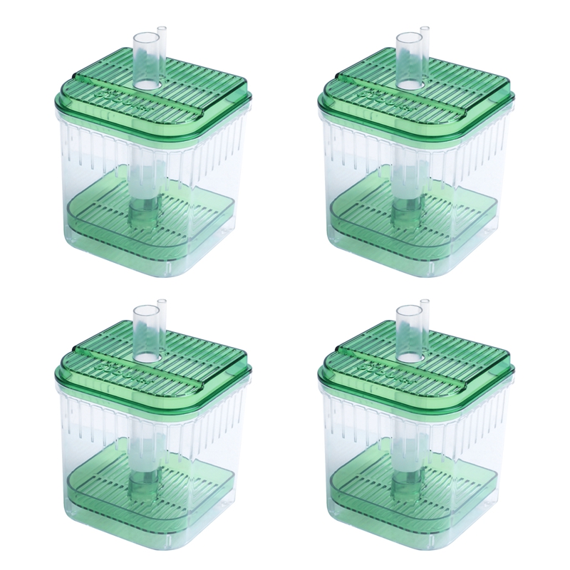 4X Plastic Square Fish Tank Aquarium Filter Bottom Box Transparent Green