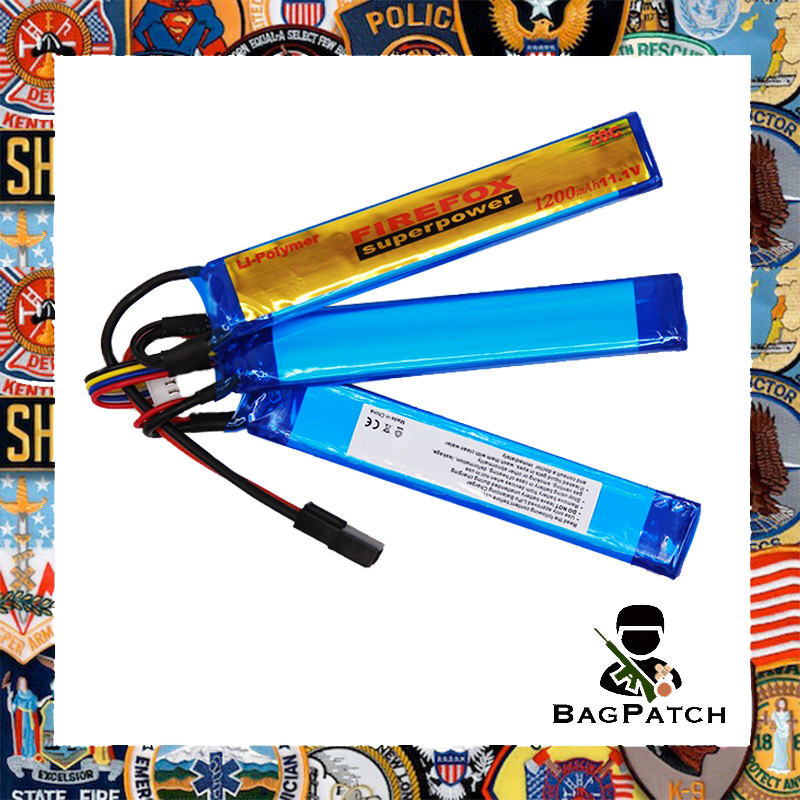 ขาย Bagpatch แบตลิโพ ยี่ห้อ Firefox 20c 1200mAh 11.1V. หัวปลั๊กเดิม อุปกรณ์อะไหล่ปีนบีบีกัน สำหรับเล่น กีฬาประเภทยิง ปืนแอร์ซอฟต์ บีบีกัน ปืนลมอัดแก๊ส ปืนแอร์ซอฟต์  #00000264