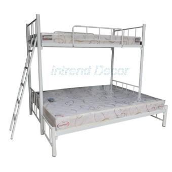 Inter Steel เตียง2ชั้น พร้อมที่นอน สำหรับครอบครัว รุ่น ล็อตเต้ 3'+5' (สีขาว)  Inter Steel bunk bed with mattress for families, Lotte model 3 '+ 5' (White)