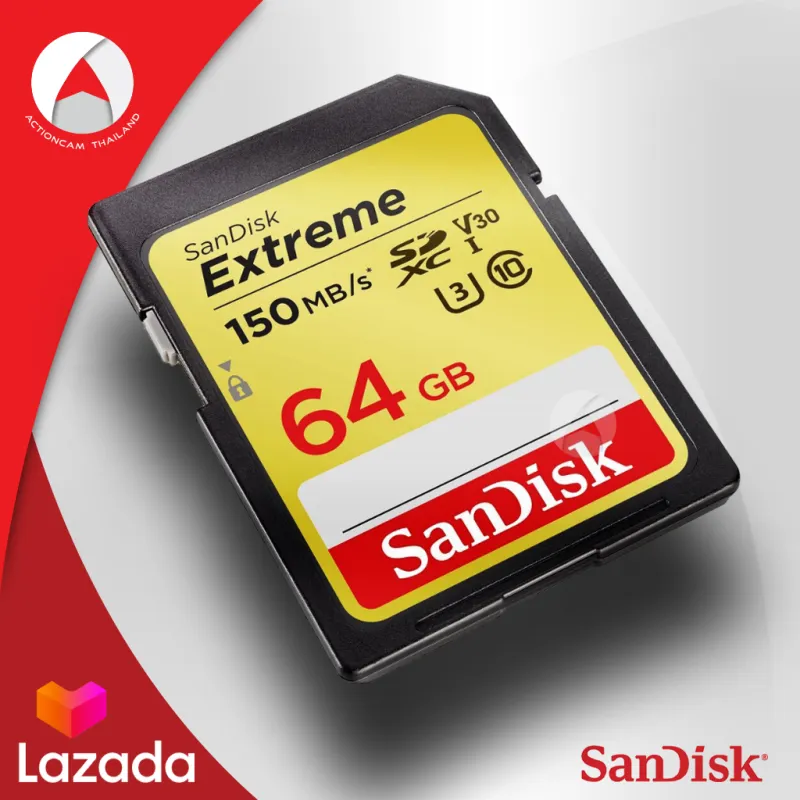 ภาพสินค้าSanDisk Extreme SD Card SDHC / SDXC 32GB , 64GB , 128GB , 256GB (SDSDXVT) เมมโมรี่การ์ด SDCARD แซนดิส ประกัน Lifetime Synnex จากร้าน Actioncam Thailand บน Lazada ภาพที่ 1