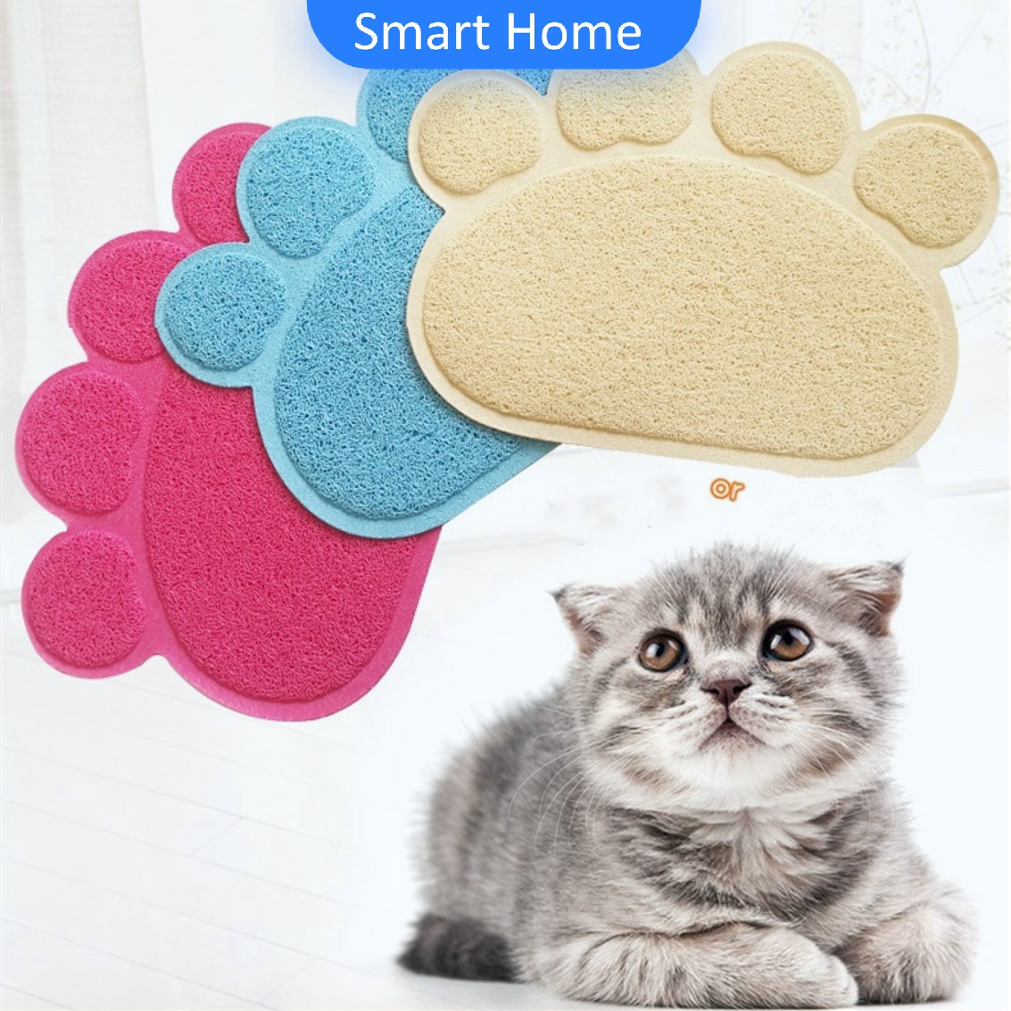 แผ่นดักทรายแมว แผ่นดักทรายแมว พรมอุ้งเท้าแมวลับเล็บแมว Cat litter pad - Cat litter Mat