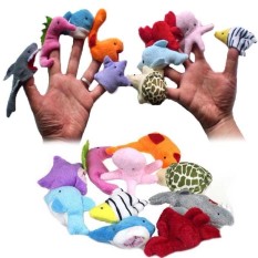 ตุ๊กตาหุ่นนิ้วมือ ตุ๊กตาหุ่นมือ ตุ๊กตานิ้วมือ สำหรับการเล่านิทานสำหรับเด็ก ชุดสัตว์ทะเล (10 ชิ้น) Marine Animal Finger Puppet Set