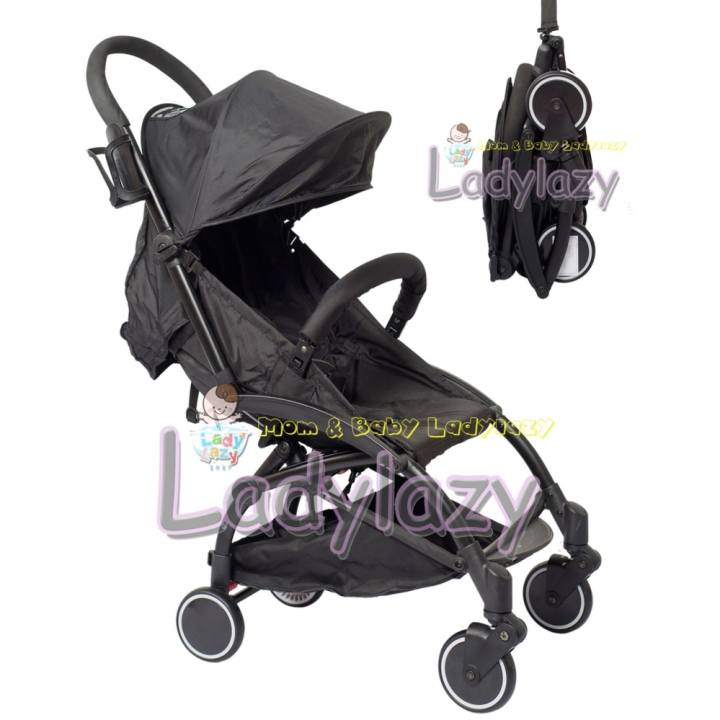 ladylazyรถเข็นเด็กพับได้ พกพาง่าย ถือขึ้นเครื่องเดินทางสะดวกสบาย ปรับได้ 3 ระดับ Baby grace No.9008 สีดำ