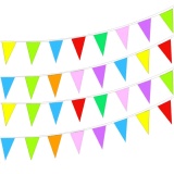 38 เมตร Multi - สีผ้าธงสามเหลี่ยมธง 100 ธงตกแต่งสำหรับกลางแจ้งในร่มงานแต่งงานปิกนิกปาร์ตี้เทศกาลวันเกิด - INTL