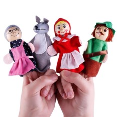 ตุ๊กตาหุ่นนิ้วมือ ตุ๊กตาหุ่นมือ ตุ๊กตานิ้วมือ สำหรับการเล่านิทานสำหรับเด็ก หนูน้อยหมวกแดง (4 ตัว) Little Red Riding Hood Finger Puppets Toys Kids Dolls Set