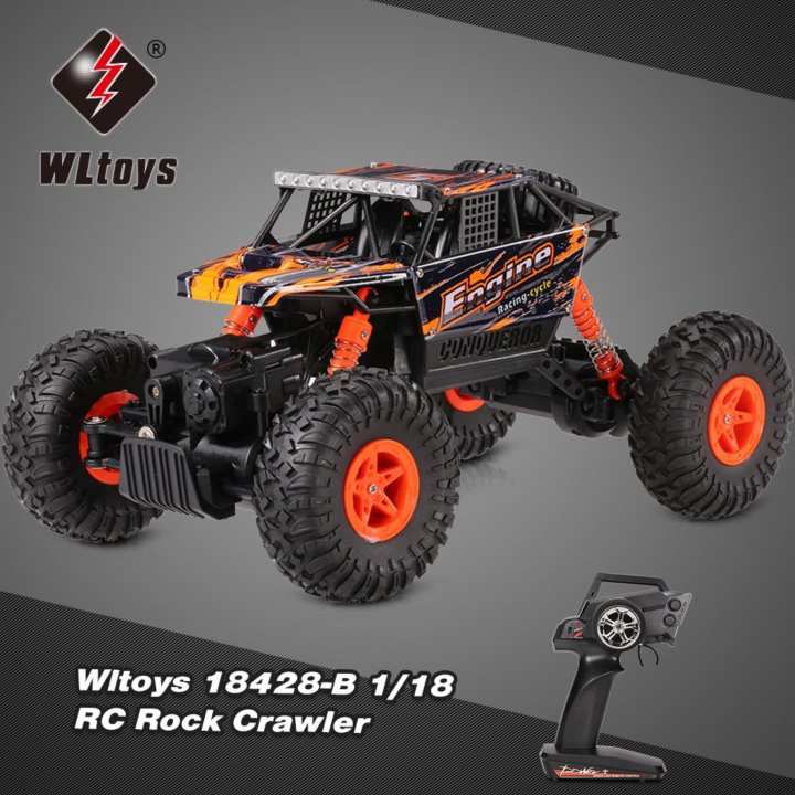 รถบังคับวิทยุ รถขับเคลื่อนสี่ล้อ รถไต่เขา รถไต่หิน รถบักกี้ 4WD RC Climbing Car WLtoys No.18428 -B Scale 1:18 - สีส้ม