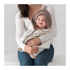 ALSKAD ผ้าเช็ดตัวเด็กมีฮู้ด Baby towel with hood 80*80 cm (ขาว-เบจ)