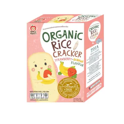 Apple Monkey Organic Rice Cracker Strawberry&Banana flavour 360g (12 pieces/pack)