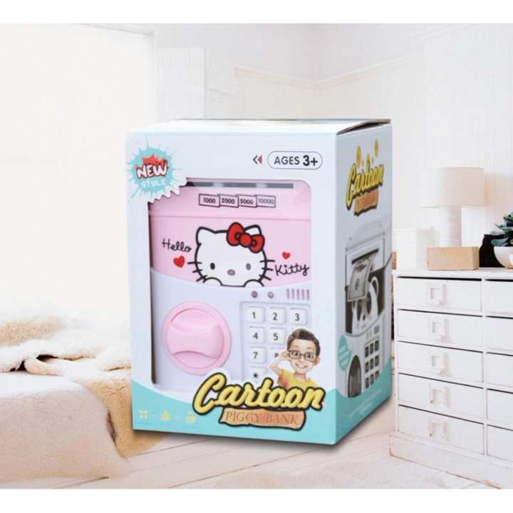 กระปุกออมสินตู้เซฟ kittyสุดน่ารัก (ATM) 🐯🐼🐱แถมฟรี🌟ถ่าน1แพ็ค👍👍