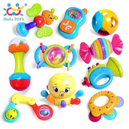 ของเล่น ของเล่นเด็ก ของเล่นเขย่ามีเสียง Baby Rattles ชุดสุดคุ้มเขย่ามือเซ็ต 10 ชิ้น แบรนด์คุณภาพ Huile toys คุณภาพดีมาก