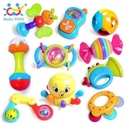ของเล่น ของเล่นเด็ก ของเล่นเขย่ามีเสียง Baby Rattles เขย่ามือเซ็ต 10 ชิ้น แบรนด์คุณภาพ Huile toys คุณภาพดีมาก