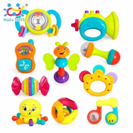 ของเล่น ของเล่นเด็ก ของเล่นเขย่ามีเสียง Baby Rattles เขย่ามือเซ็ต 10 ชิ้น แบรนด์คุณภาพ Huile toys คุณภาพดีมาก
