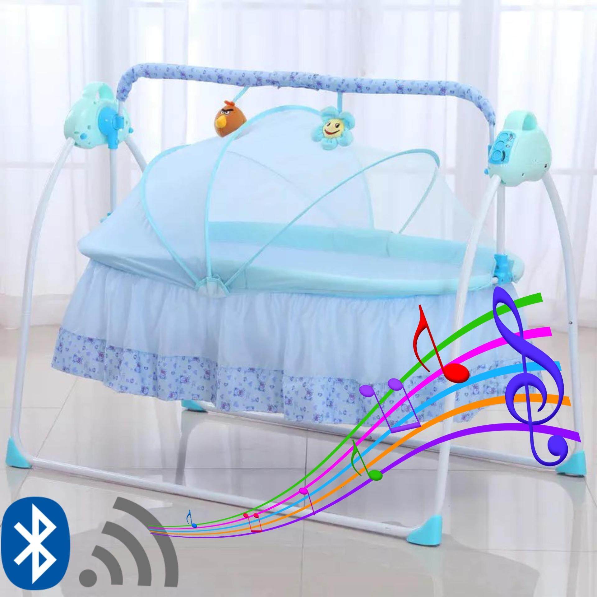 Baby เปลไกวไฟฟ้าอัตโนมัติ มีเสียงดนตรี+เสียบUSB+ระบบ Bluetooth