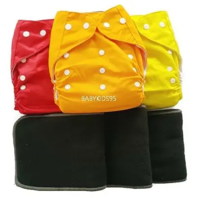 BABYKIDS95 Pocket cloth diapers, waterproof, TPU, single row snap with Bamboo charcoal insert