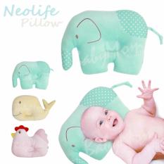 BabyMom Neolife - หมอนหัวทุย หมอนหลุม สำหรับเด็ก ลายน่ารัก สีสันสดใส ผ้ากำมะหยี่ นุ่มนิ่ม น่ากอด ลายช้างน้อย สีฟ้าอมเขียว