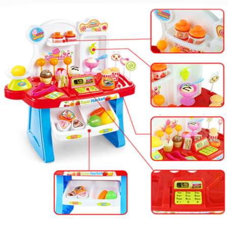 BB Kids Kitchen bag MiniMarket set 34 Pie (สีแดง)