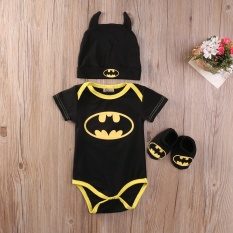 Cute Newborn Baby Boys Infant Rompers+shoes+hat 3pcs Outfit Clothes Set Short Sleeve 0-24m (0-6 Months) - Intl
