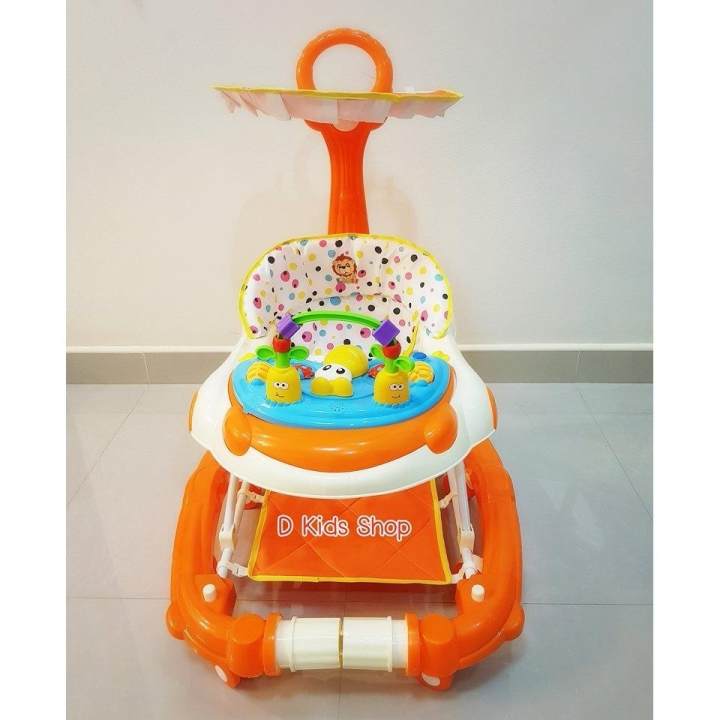 D Kids รถหัดเดิน รถเด็กหัดเดิน ปรับโยกเยกได้ มีหลังคามีด้ามเข็น No.668-3