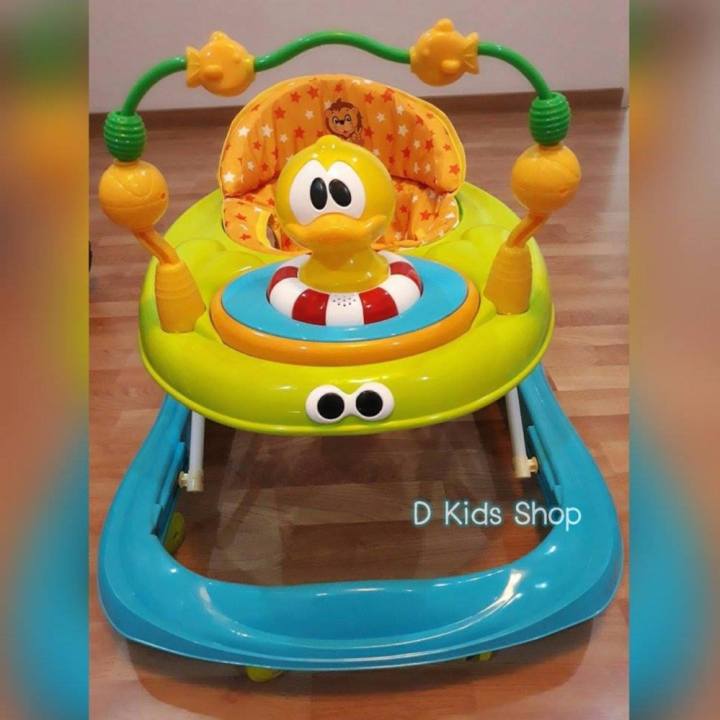 D Kids Toys รถหัดเดิน รถเด็กหัดเดิน เจ้าเป็ดสีเขียว มีเสียงดนตรี มีไฟ ปรับระดับได้