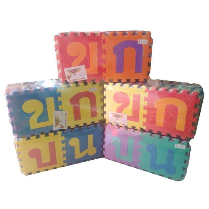 Hellomom แผ่นรองคลาน แบบจิ๊กซอร์ ลาย ก-ฮ (1 set มี 44 แผ่น) EVA