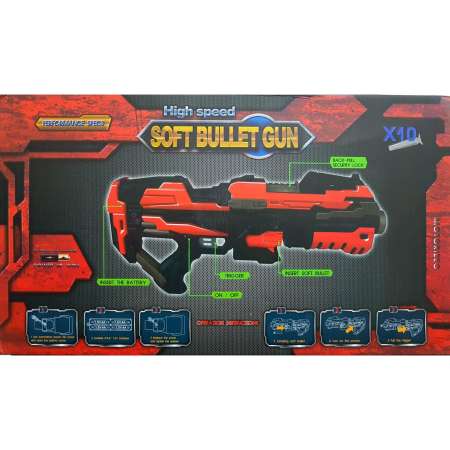 ปืนเด็กเล่น ปืนกลไฟฟ้ายิงกระสุนโฟมชนิดเบาไม่อันตราย HIGH SPEED SOFT BULLET GUN NO.FJ822