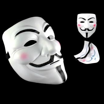 IBERL V สำหรับหน้ากาก Vendetta Anonymous หน้ากากฮาโลวีนกายฟอกส์แฟนซีชุดแฟนซี Ccosplay (สีขาว) - INTL