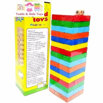 JKP Toys ของเล่นไม้ บล็อกไม้ตึกถล่มหรือไม้จังก้า แบบสี 51 ชิ้น