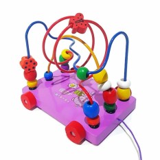 JKP Toys ของเล่นเสริมพัฒนาการ ของเล่นของเล่นไม้ชุดขดลวดฝึกสมาธิพร้อมล้อลากจูงสำหรับหัดเดิน