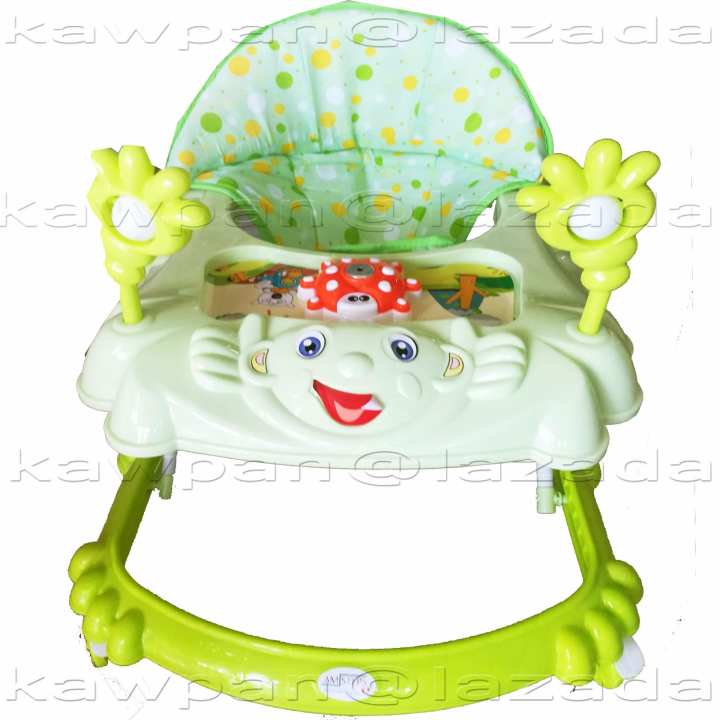K.baby รถหัดเดิน รูปเด็กยิ้ม ของเล่น + เสียงดนตรี ปรับระดับได้ (สีเขียว)