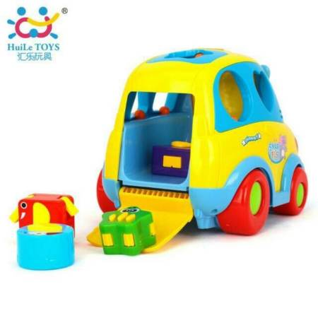 ของเล่นเสริมทักษะ รถสมาร์ทบัสพร้อมบล็อกหยอดดนตรี (Smart Bus By huile toys)