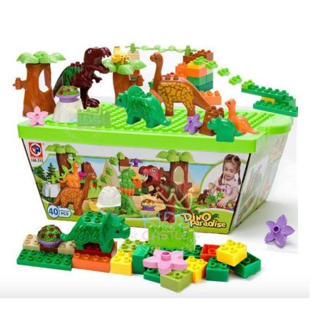 Kids Castle เลโก้ตัวต่อไดโนเสาร์พร้อมกล่องเขียวขนาดใหญ่ 40 ชิ้น