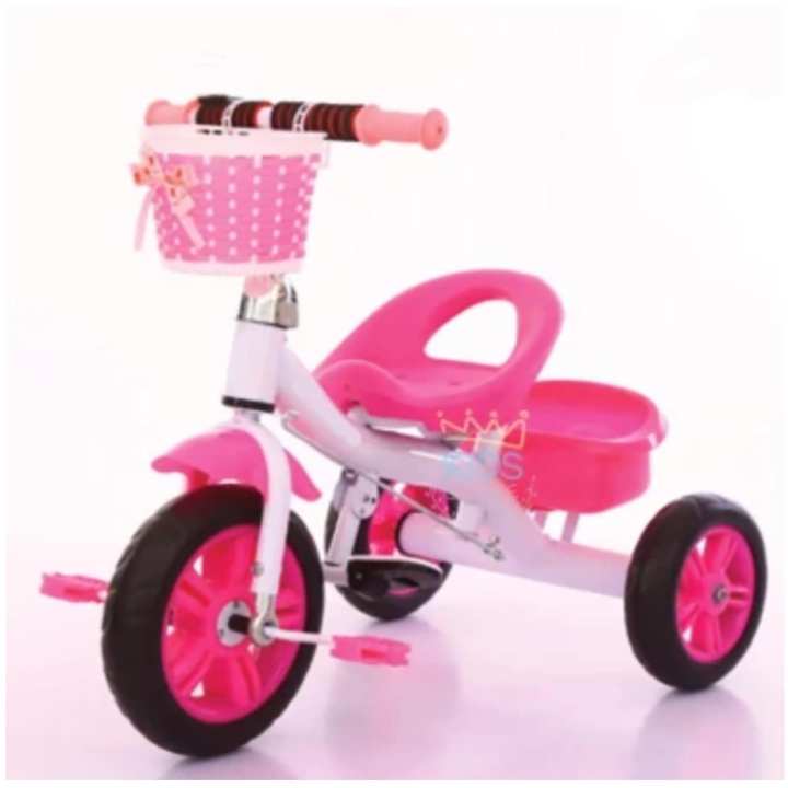 Kids castle รถจักรยานสามล้อมีตะกร้าหน้ารถและกระบะใส่ของด้านหลังสำหรับเด็กสีชมพู