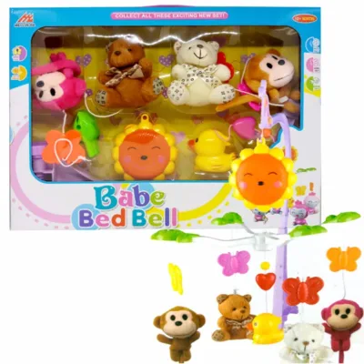 Kids Toys โมบายตุ๊กตาผ้าสำหรับเด็กเล็กรูปสัตว์น่ารัก กล่องดนตรีดอกไม้หมุนไขลานมีเสียงดนตรี