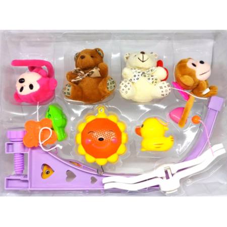 Kids Toys โมบายตุ๊กตาผ้าสำหรับเด็กเล็กรูปสัตว์น่ารัก กล่องดนตรีดอกไม้หมุนไขลานมีเสียงดนตรี
