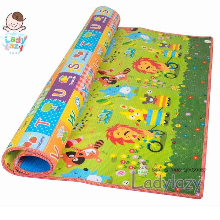 ladylazy เสื่อรองคลาน แผ่นรองคลาน(คละลาย) ขนาด180X200cm 6ฟุต หนา 0.5 cm พับเก็บง่าย แถมฟรีกระเป๋าเก็บเสื่อรองคลาน