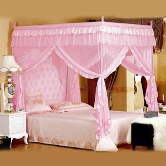 epayst Luxury Four Corner Post Bed Curtain Mosquito Net Pink 1.2x2M - intl