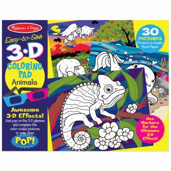 Melissa & Doug รุ่น 9965 Easy-to-See 3-D Coloring Pad - Animals สมุดระบายสีมีลูกเล่น 3D พร้อมแว่น 3D 1 อัน ของเล่นเด็กเสริมพัฒนาการ 3 ปี 3 ขวบ มาลิซ่า มาลิซซ่าแอนด์ดัก