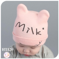 หมวกเด็กคลุมหัวผ้ายืดแต่งอักษร Milk