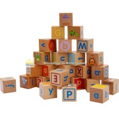 Mistertoyman ของเล่นไม้ ชุดบล็อคไม้ ABC Combination Building Blocks