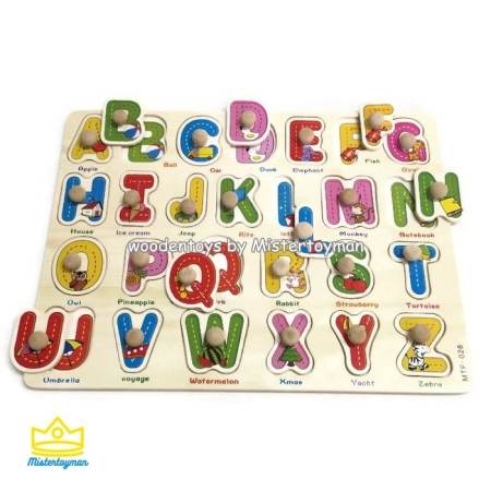 Mistertoyman จิ๊กซอว์หมุดไม้ชุด ABC พร้อมคำศัพท์