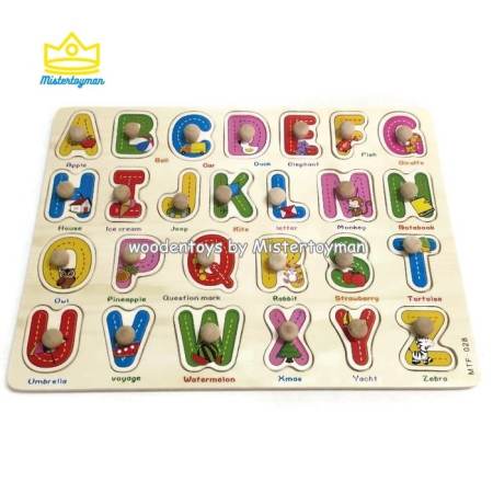 Mistertoyman จิ๊กซอว์หมุดไม้ชุด ABC พร้อมคำศัพท์