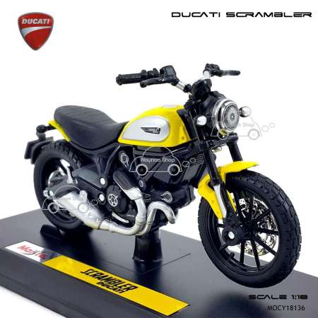 Naynaeshop โมเดล มอเตอร์ไซด์ บิ๊กไบค์ DUCATI SCRAMBLER สีเหลืองดำ (Scale 1:18)